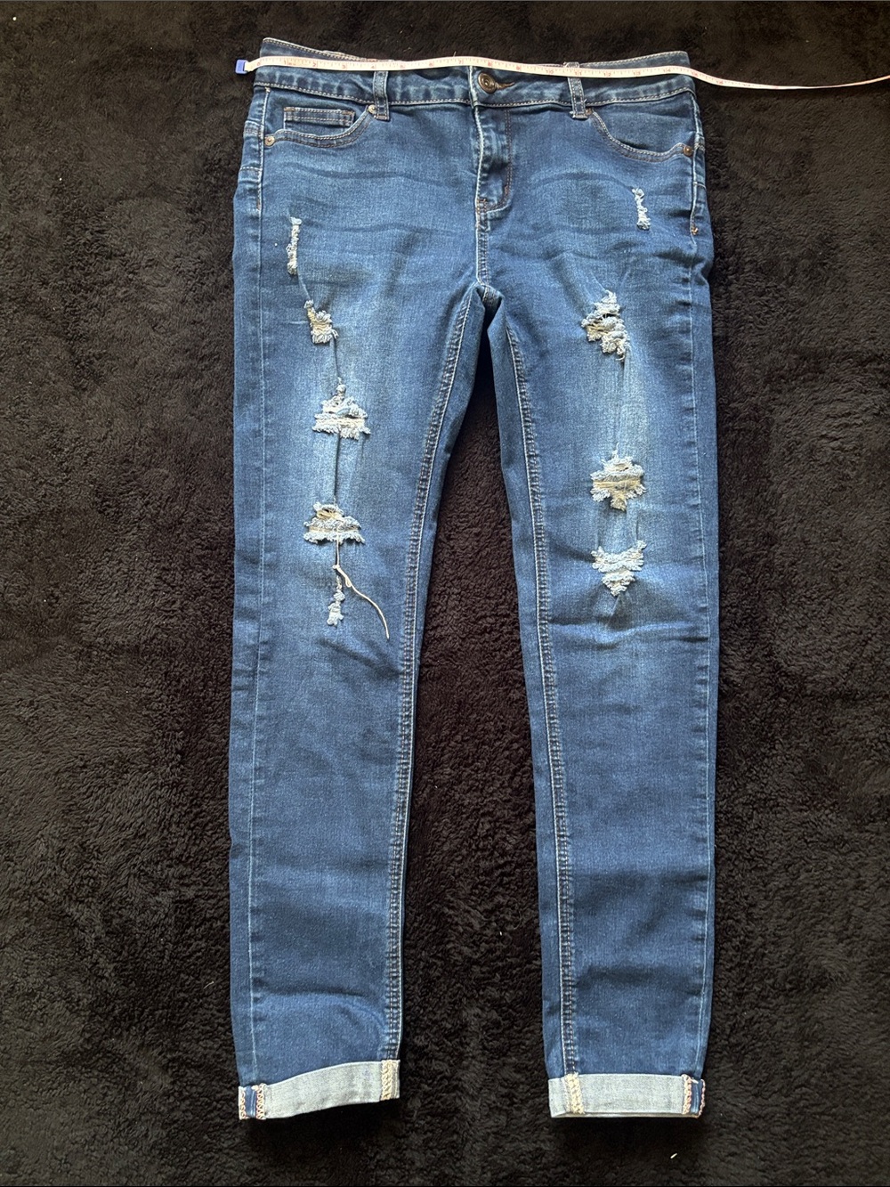 Distressed Skinny Jeans - Blue